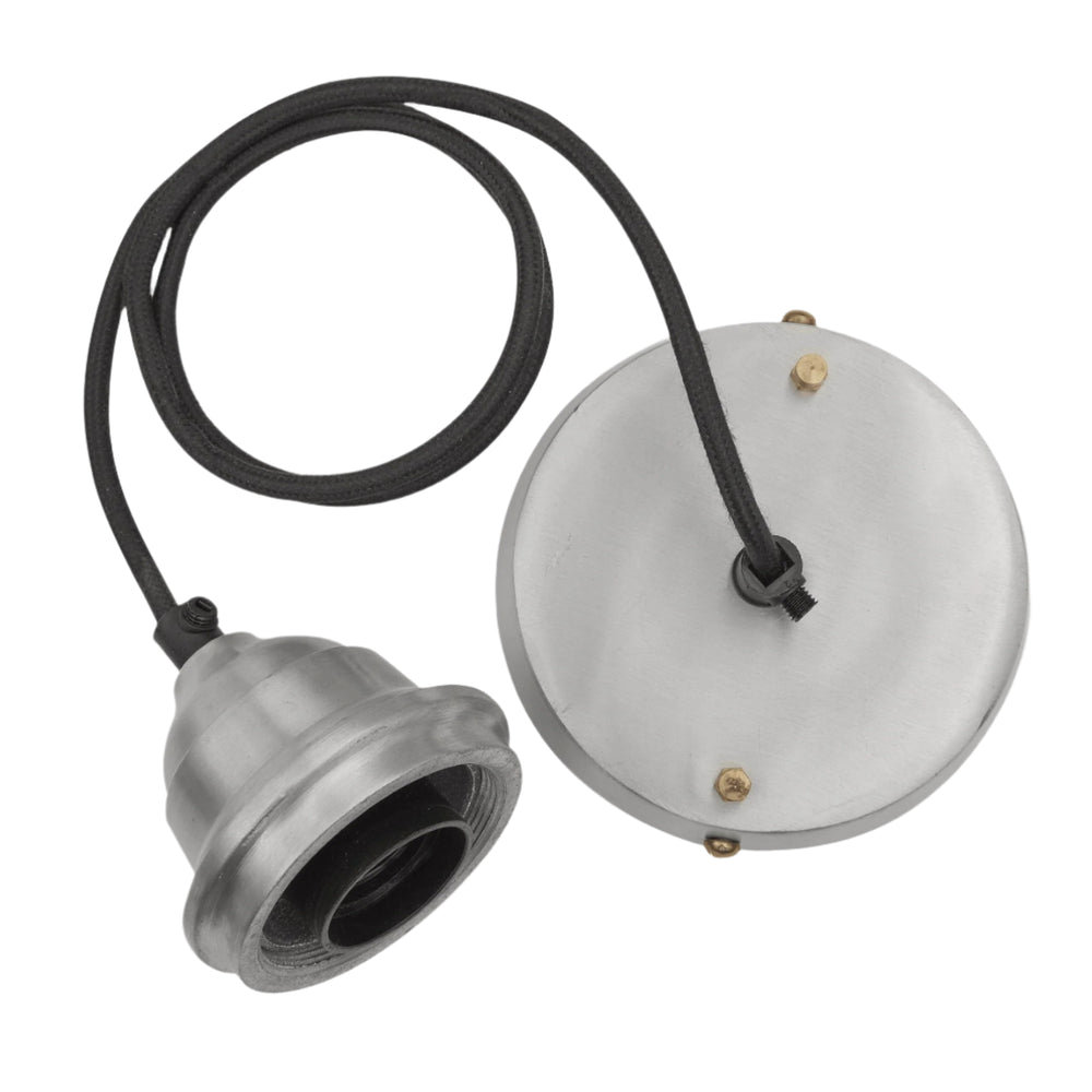 Pewter and Copper Old Factory Slotted Pendant - 15 Inch - Industville OF-SLP15-CP-LPH