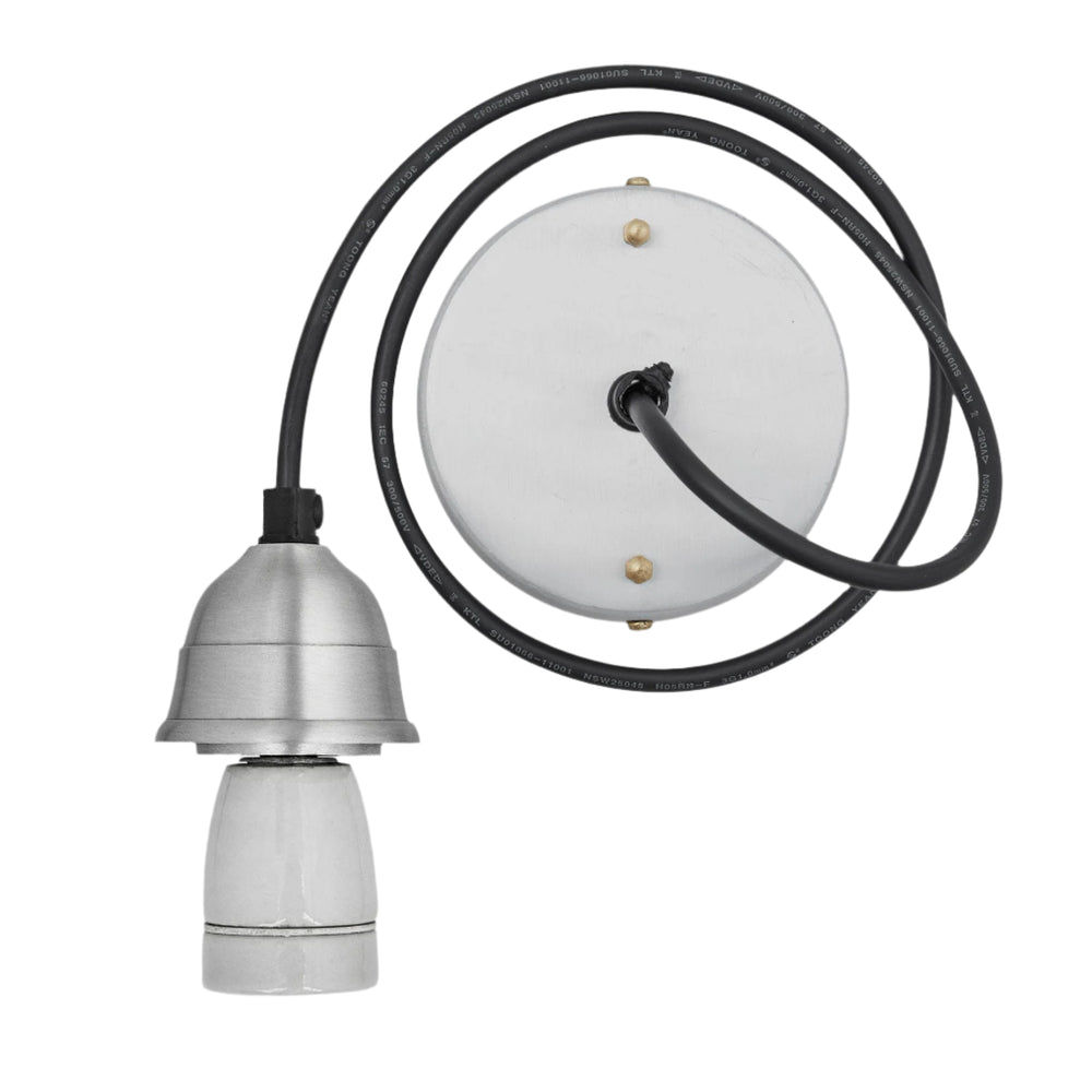 Old Factory Heat Cord Set ES E27 Small Bulb Holder - Black Flex - Light Pewter Holder Industville OF-HSCS-BK-LP