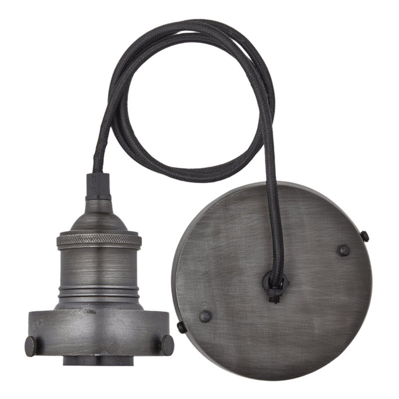 Pewter Brooklyn Cord Set ES E27 Large Glass Bulb Holder, Product code is BR-GLCS-P