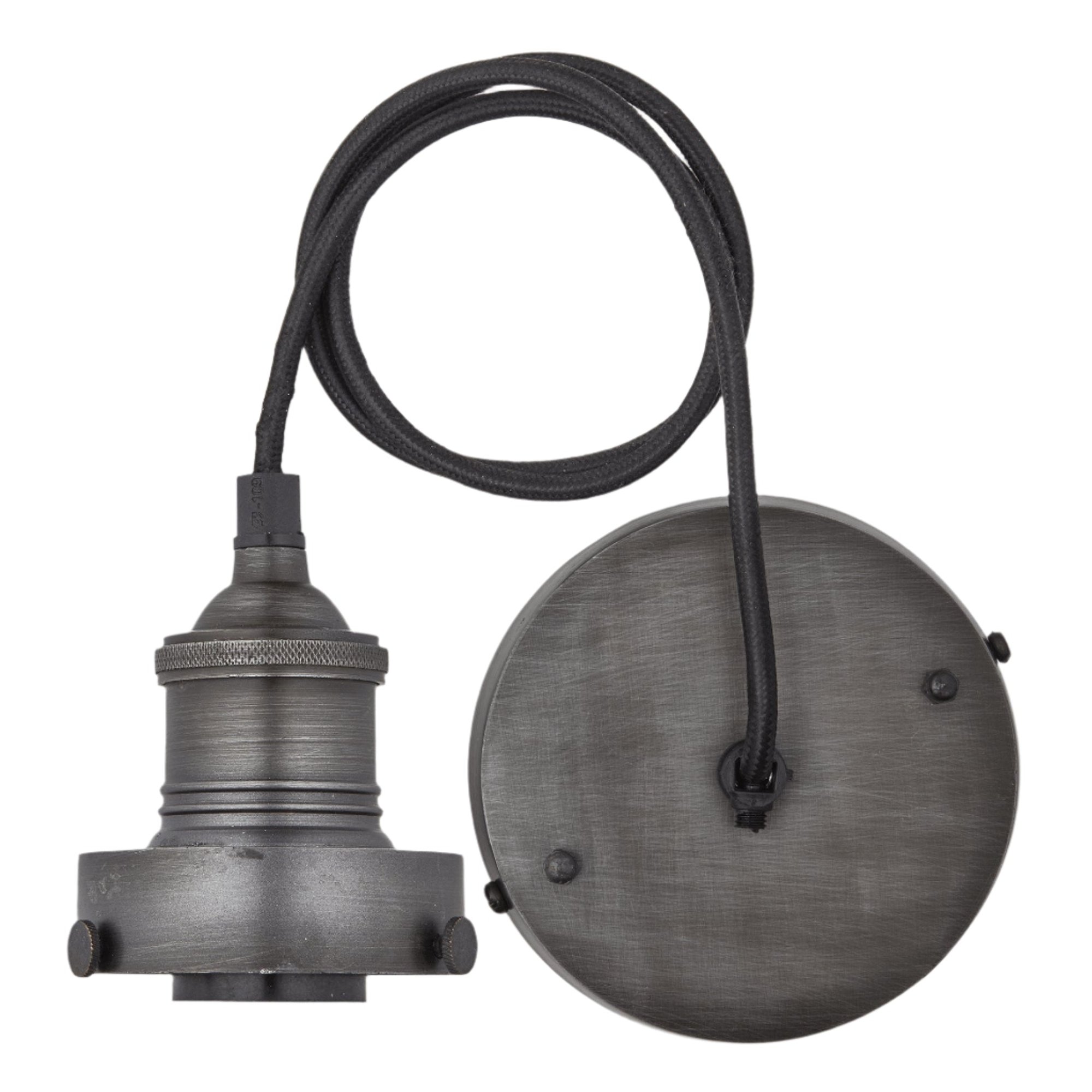 Pewter Brooklyn Cord Set ES E27 Large Glass Bulb Holder, Product code is BR-GLCS-P

