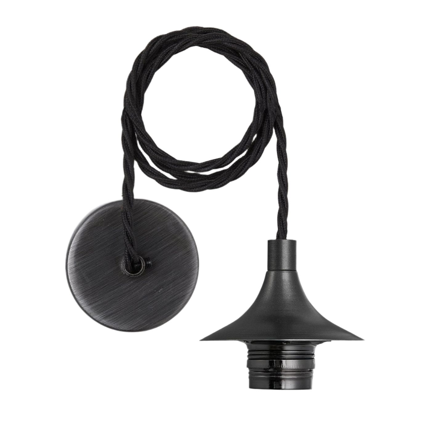 Pewter Chelsea Cord Set ES E27 Bulb Holder with 1 meter Fabric Flex and ceiling rose, Product code is CH-CS-P