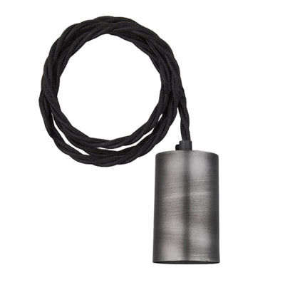 Sleek Large Edison Cord Set - Fabric Flex - Pewter - 2m - Without Ceiling Rose Industville SL-LE1WP-P-2M-NCR