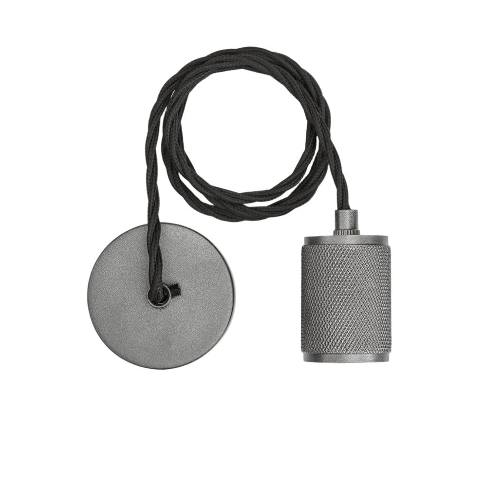 Pewter Knurled Edison Pendant Light - 1 Wire - Industville KN-E1WP-P