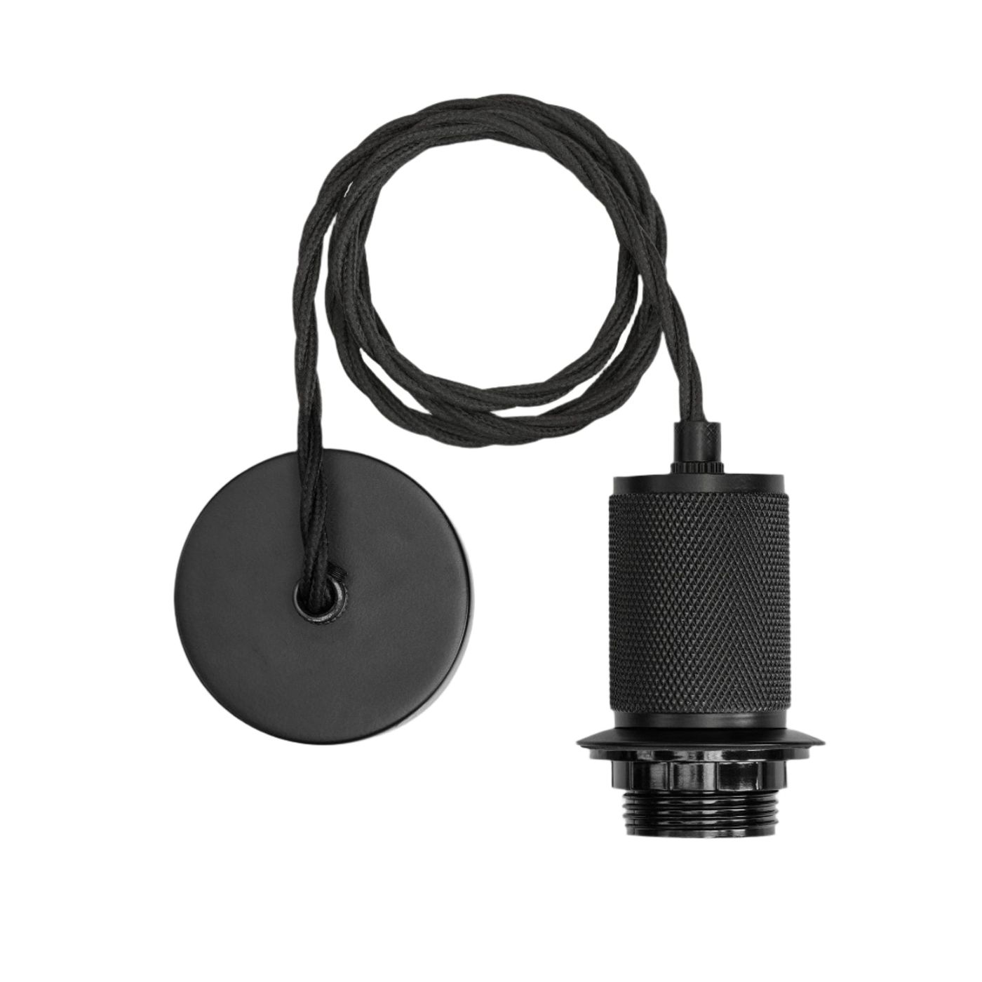 Black Knurled Dome Pendant Holder - 13 Inch - Industville