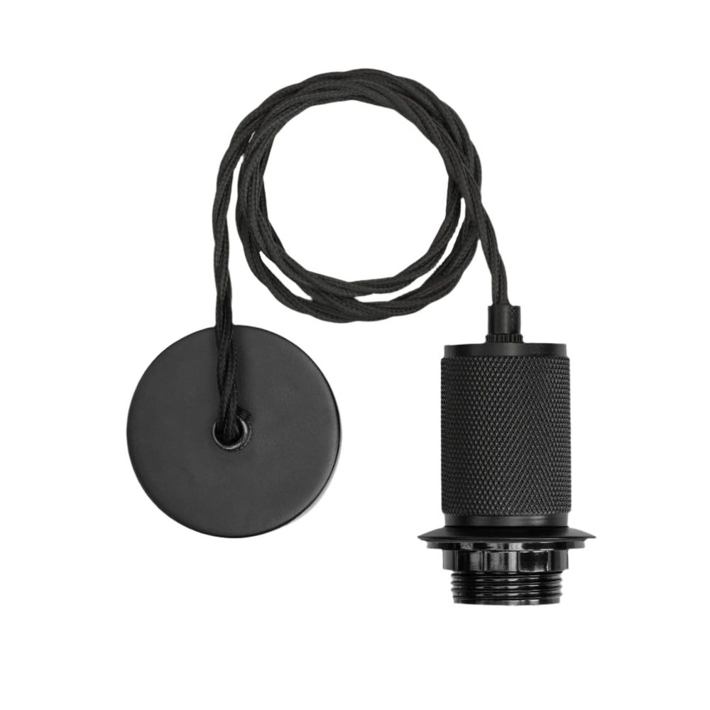 Black Knurled Dome Pendant Holder 8 Inch