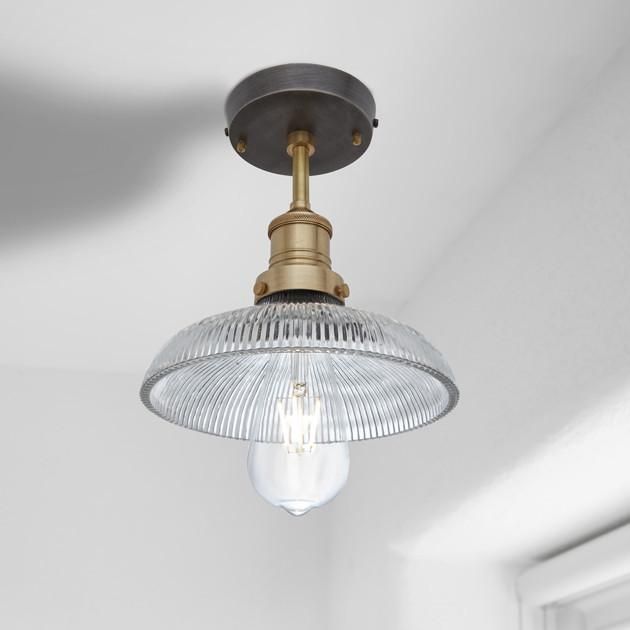 Brooklyn Glass Dome Flush Mount in 8 Inch with Brass Holder, Product Code BR-GLDFM8-BH