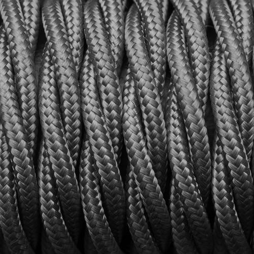 Grey Twisted Fabric Flex - 3 Core Braided Cloth Cable Lighting Wire Industville FL-T-GR