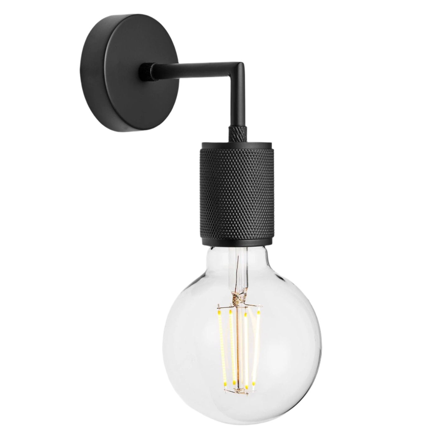 Black Knurled Edison Wall Light - Industville KN-EWL-BK