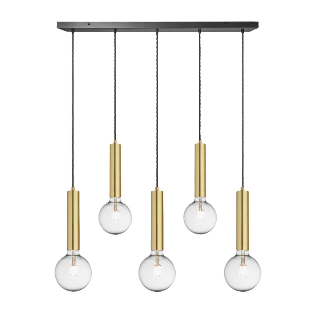 Sleek Cylinder 5 Wire Cluster Lights - Brass Industville SL-CY-5WCL-B