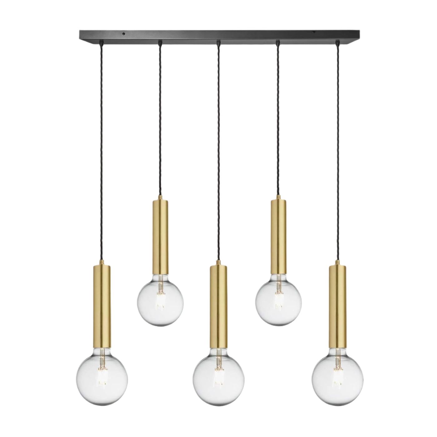 Sleek Cylinder 5 Wire Cluster Lights - Brass Industville SL-CY-5WCL-B
