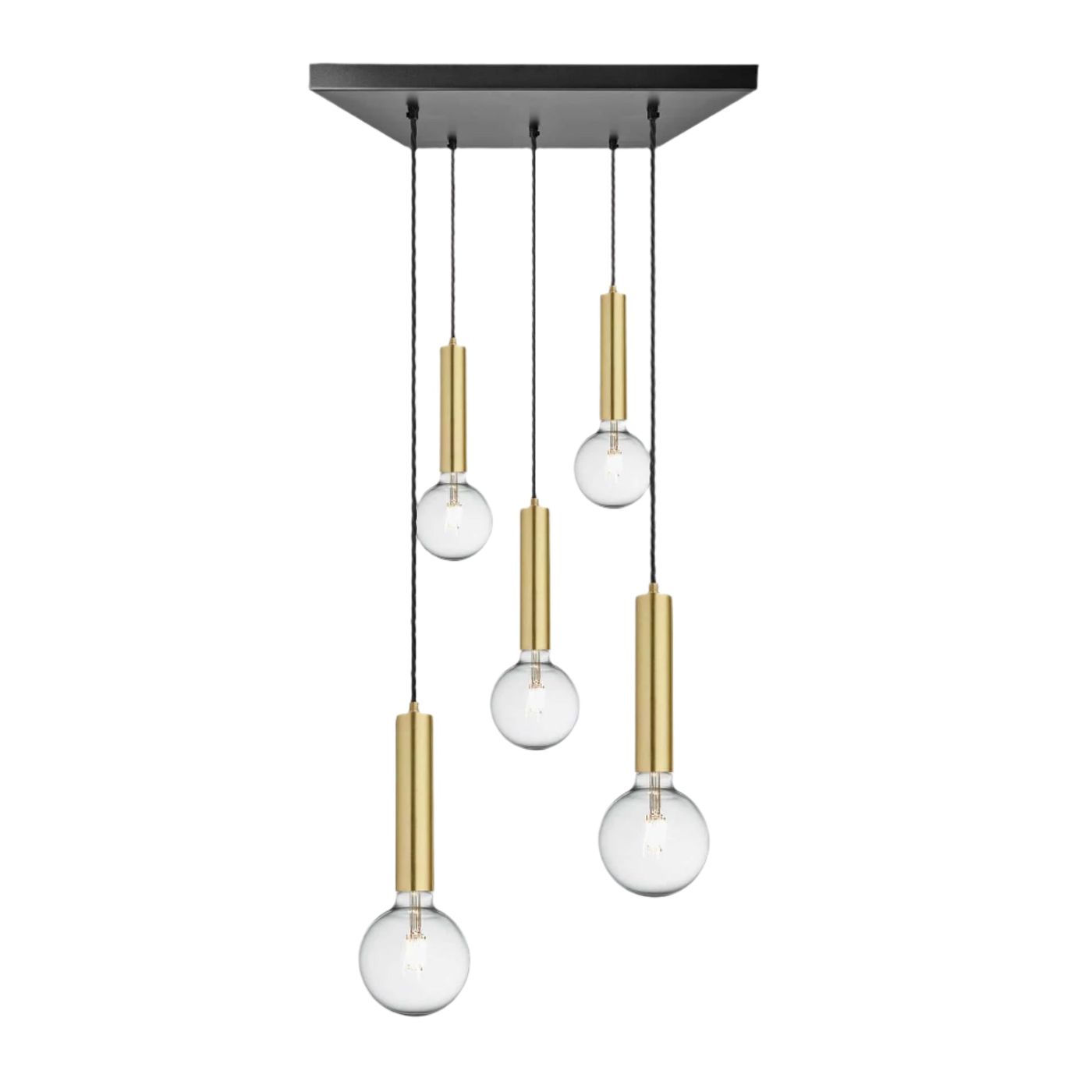 Sleek Cylinder 5 Wire Square Cluster Lights - Brass Industville SL-CY-5WSQCL-B
