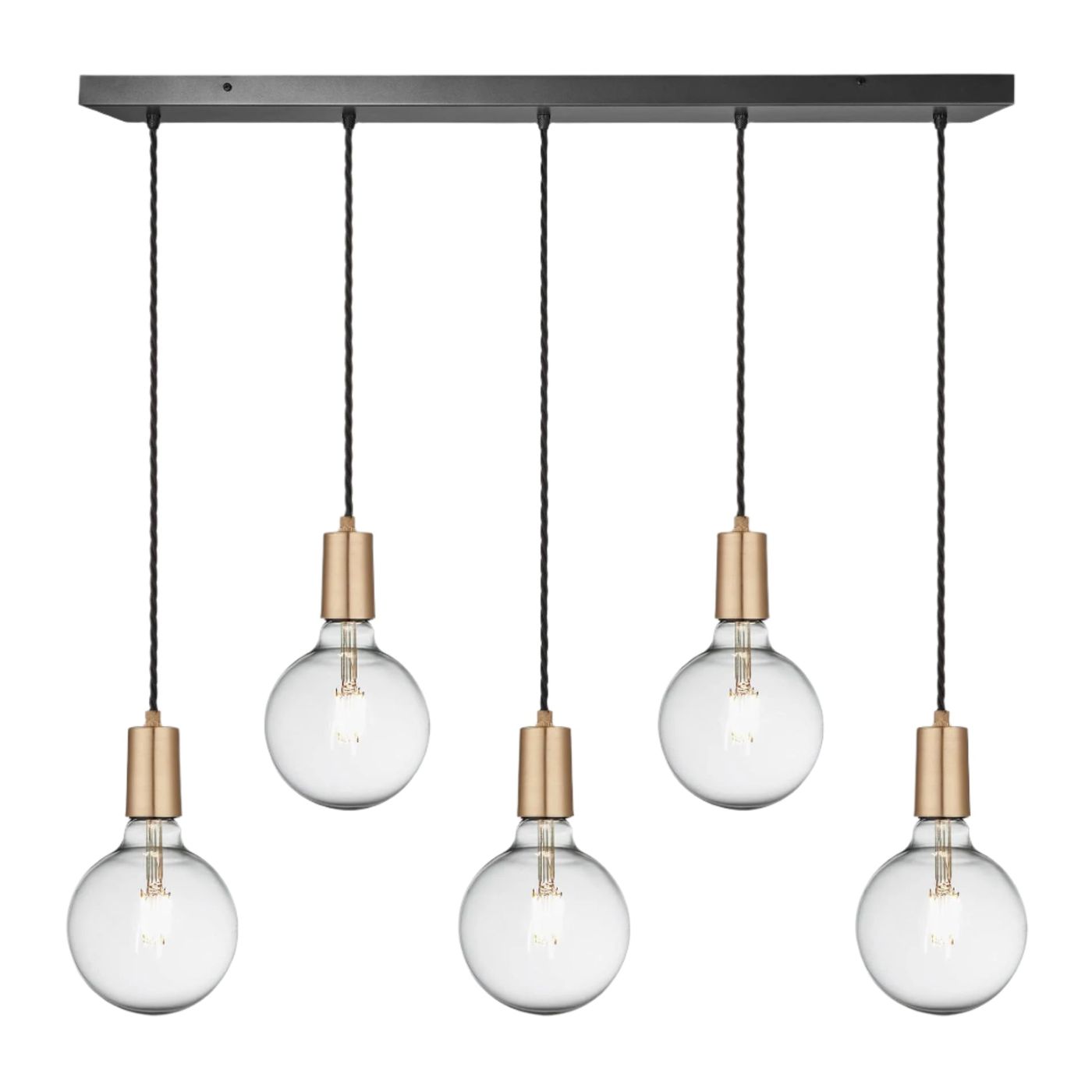 Brass Sleek Edison Cluster Lights - 5 Wire - Industville SL-E-5WCL-B