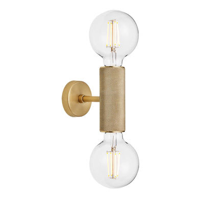 Knurled Edison Double Wall Light - Brass Industville KN-EDWL-B