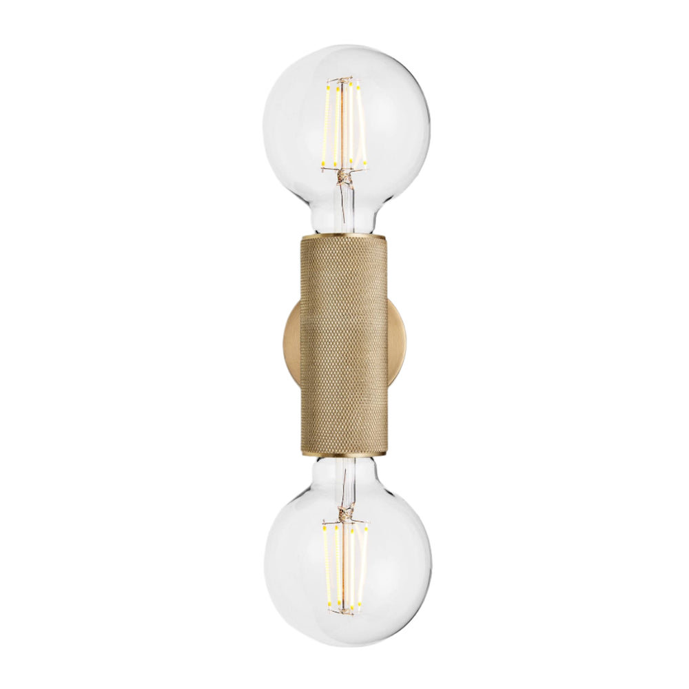 Knurled Edison Double Wall Light - Brass Industville KN-EDWL-B