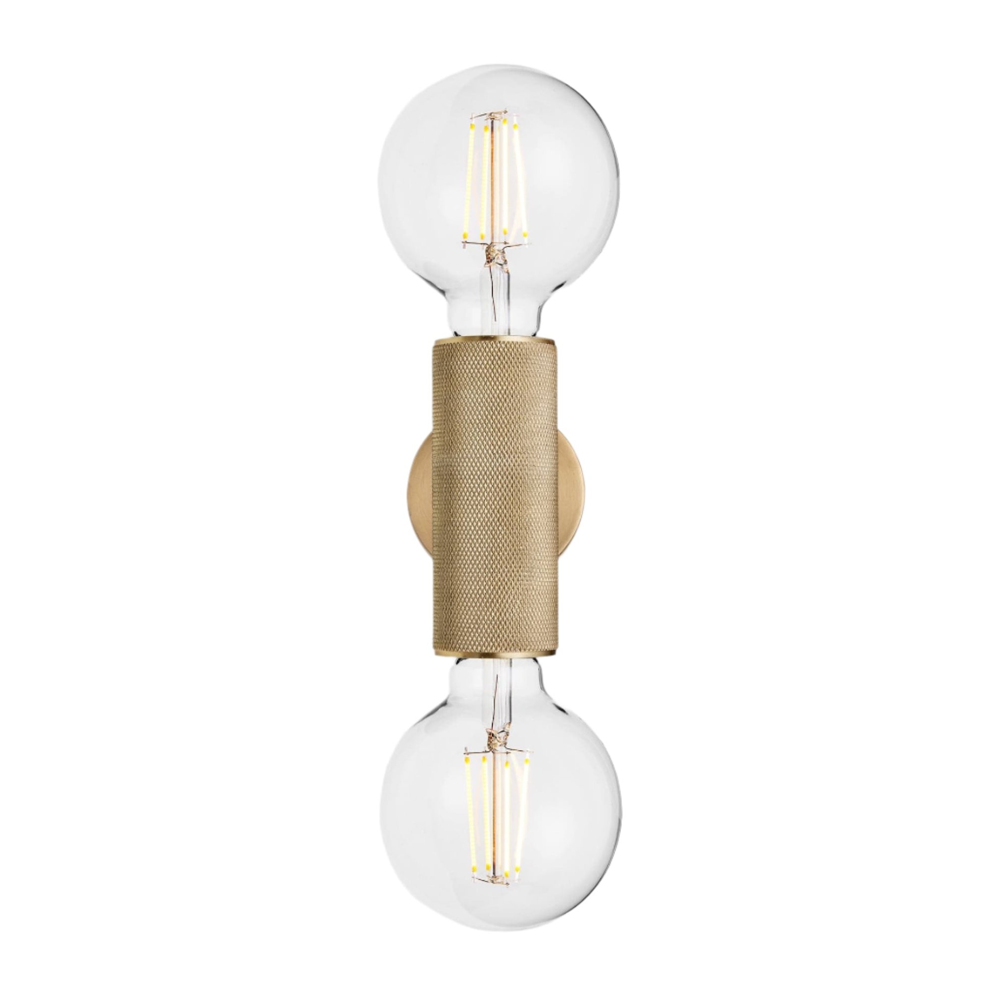 Knurled Edison Double Wall Light - Brass Industville KN-EDWL-B