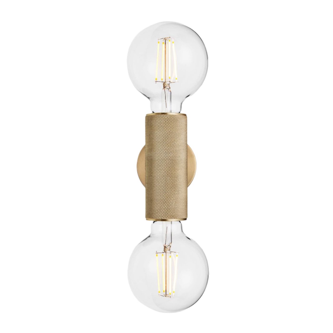 Knurled Edison Double Wall Light - Brass Industville KN-EDWL-B
