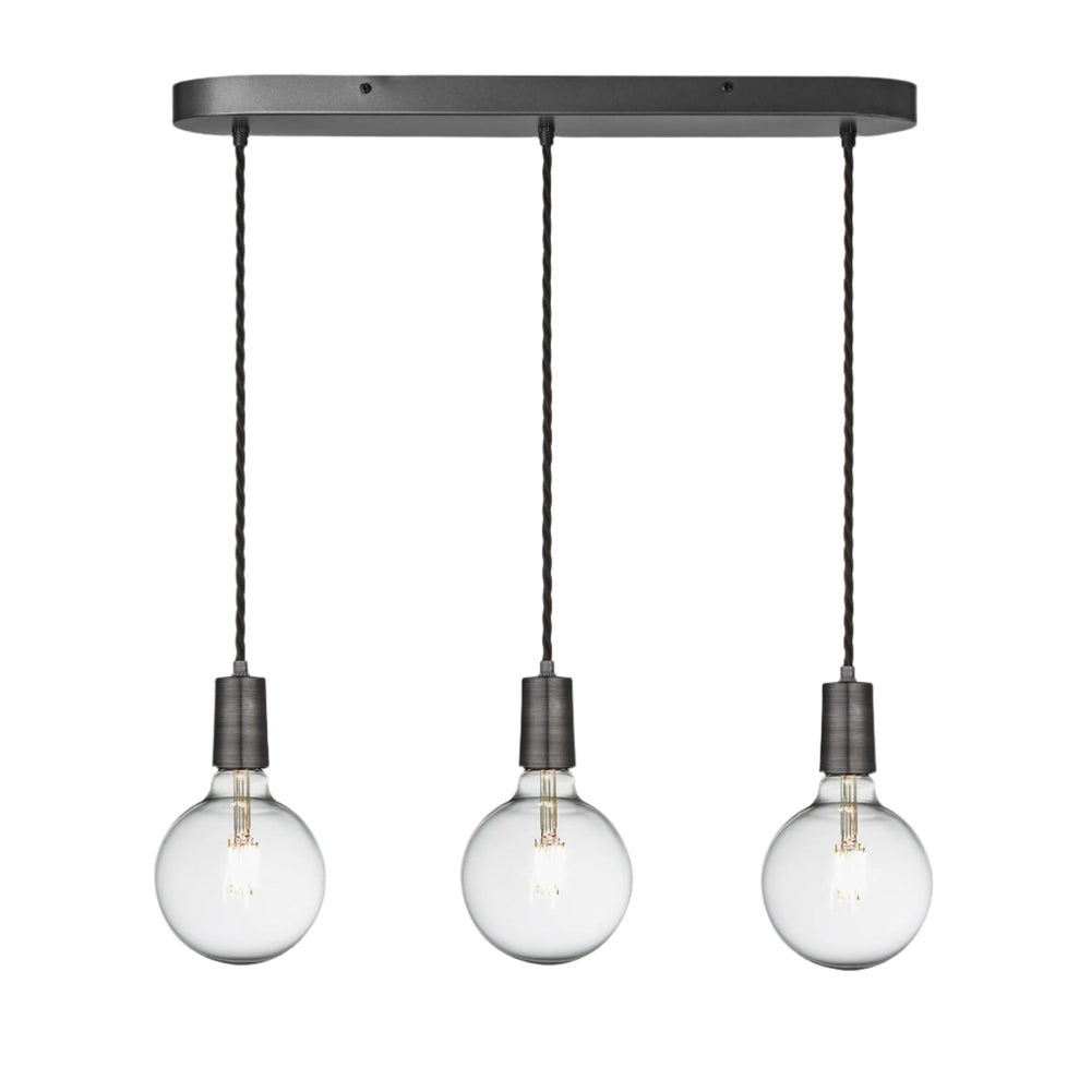 Pewter Oval Sleek Edison Cluster Lights - 3 Wire - Industville SL-E-3WOCL-P