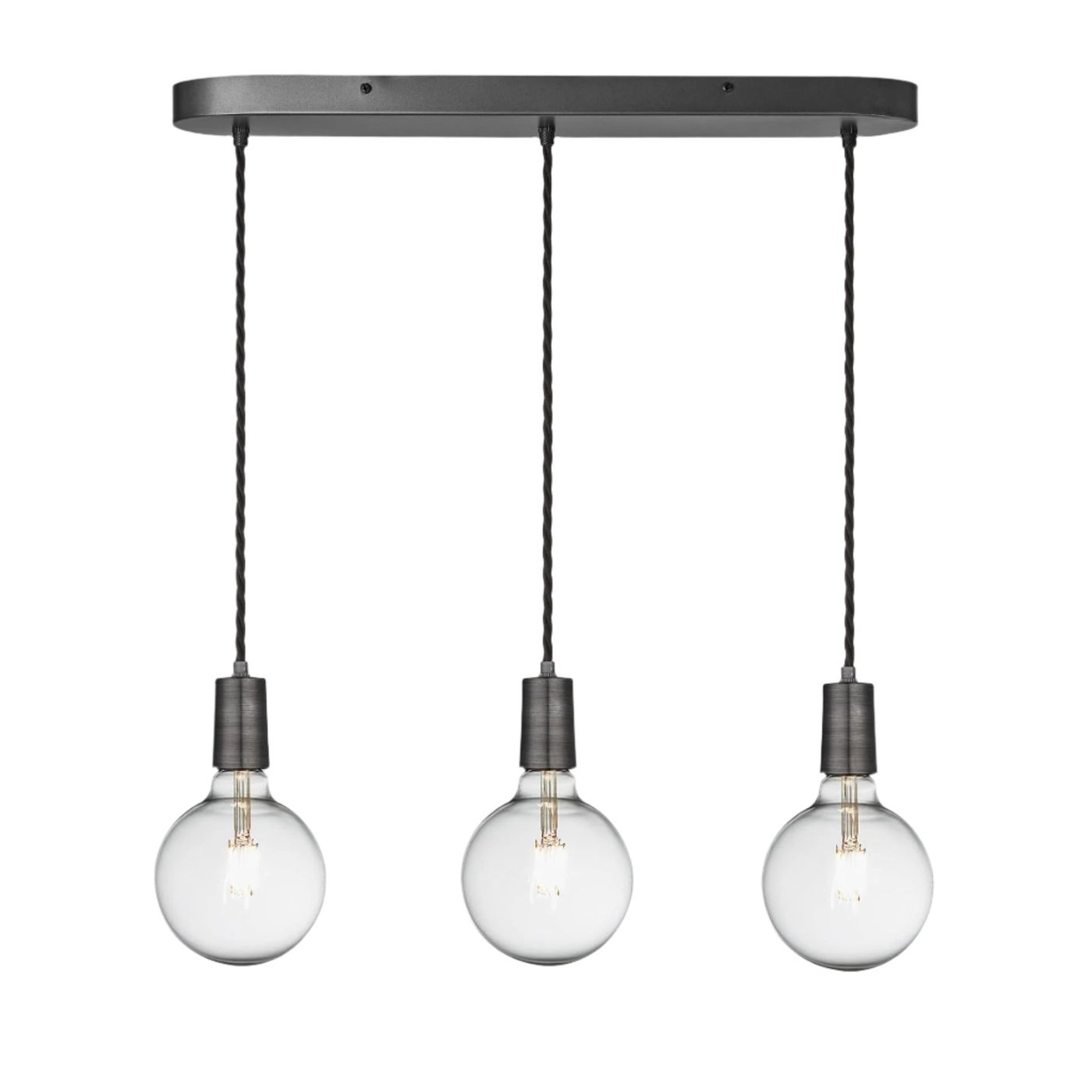 Pewter Oval Sleek Edison Cluster Lights - 3 Wire - Industville SL-E-3WOCL-P