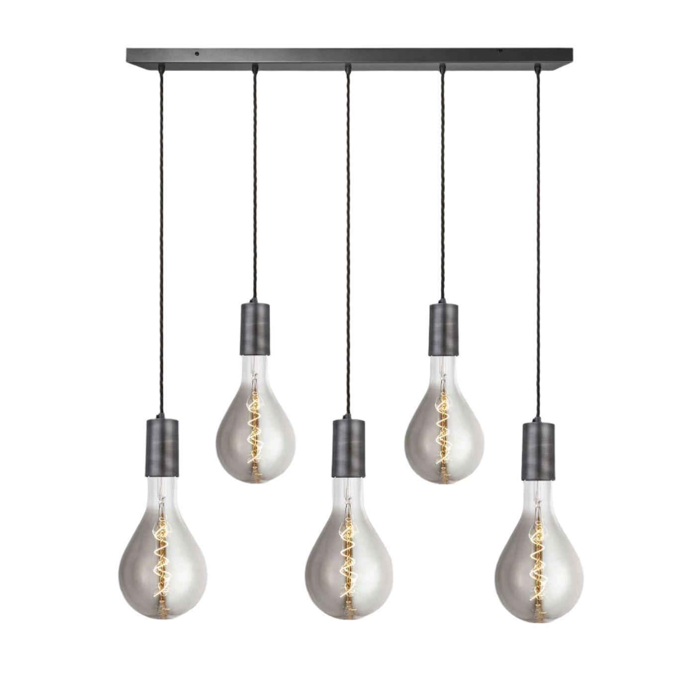 5 Wire Sleek Large Edison Cluster Lights with Pewter Holders Industville SL-LE-5WCL-P
