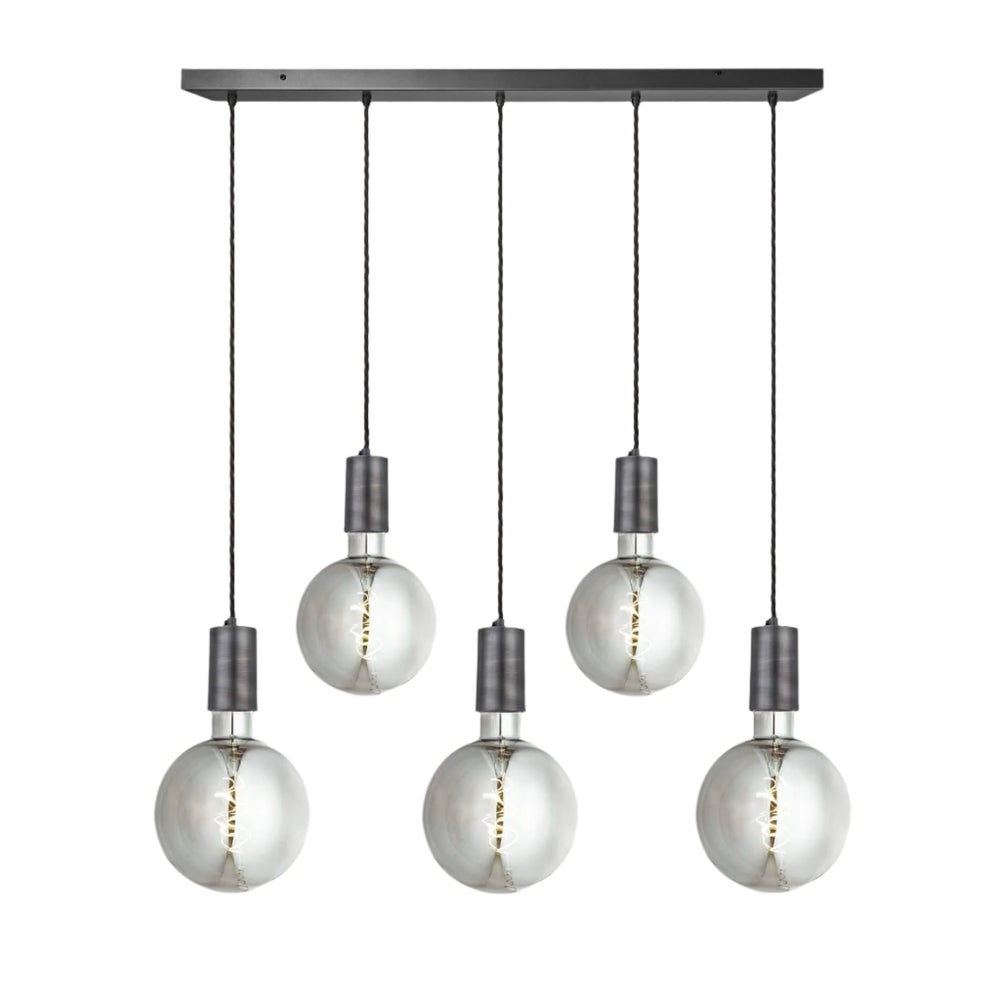 5 Wire Sleek Large Edison Cluster Lights with Pewter Holders Industville SL-LE-5WCL-P