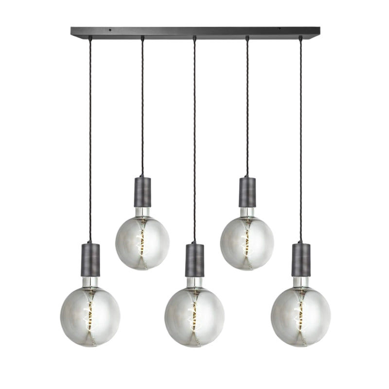 5 Wire Sleek Large Edison Cluster Lights with Pewter Holders Industville SL-LE-5WCL-P