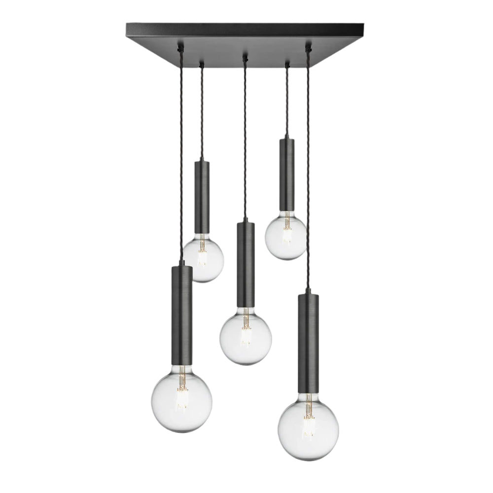 Sleek Cylinder 5 Wire Square Cluster Lights - Pewter Industville SL-CY-5WSQCL-P