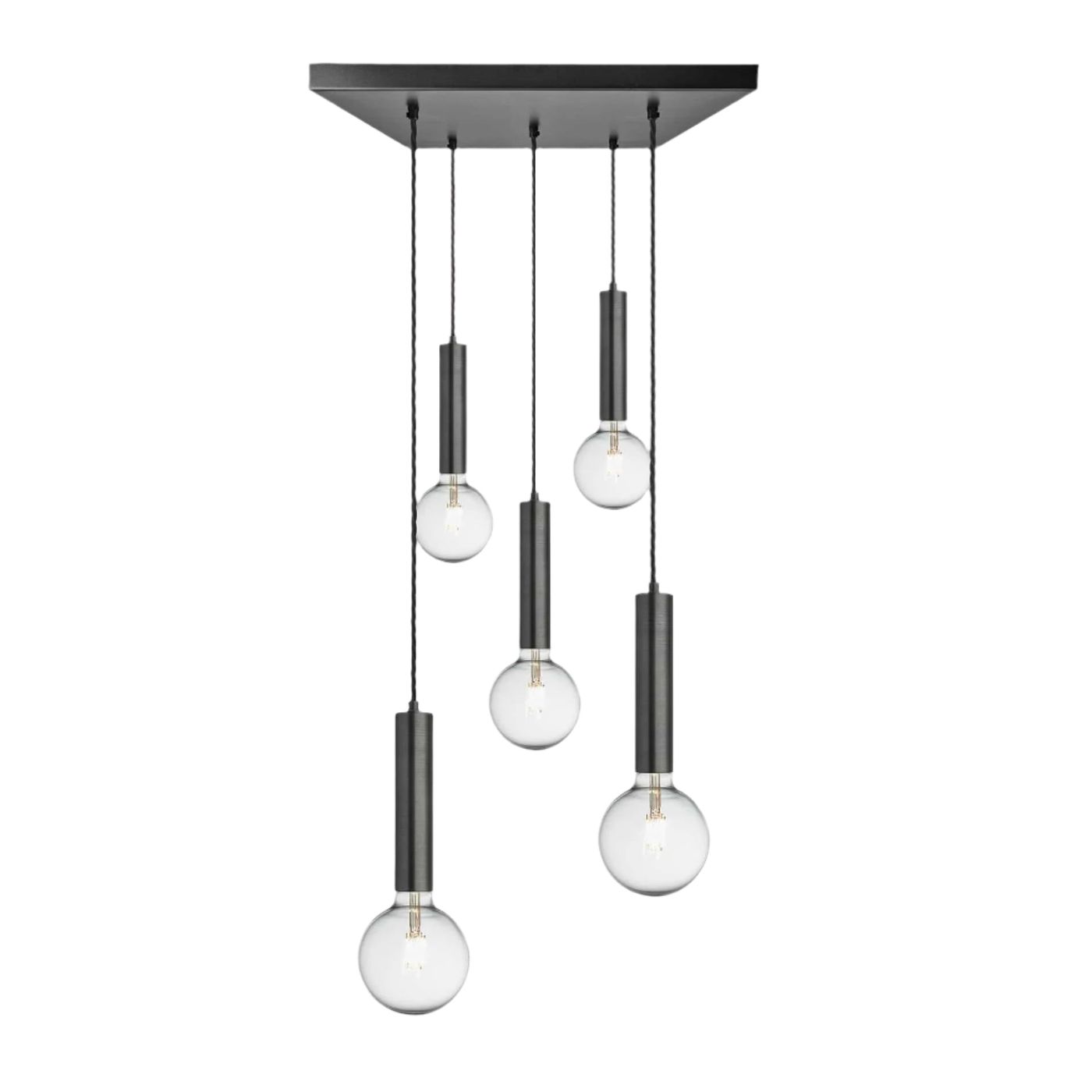 Sleek Cylinder 5 Wire Square Cluster Lights - Pewter Industville SL-CY-5WSQCL-P