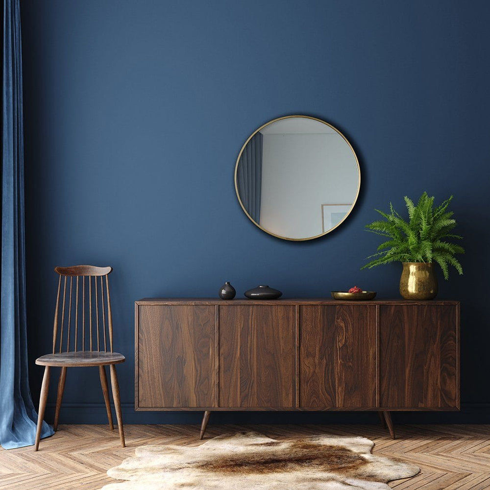 Brass Frame Urban Round Wall Mirror in 24 Inch, Product code is UR-R-WM24-B