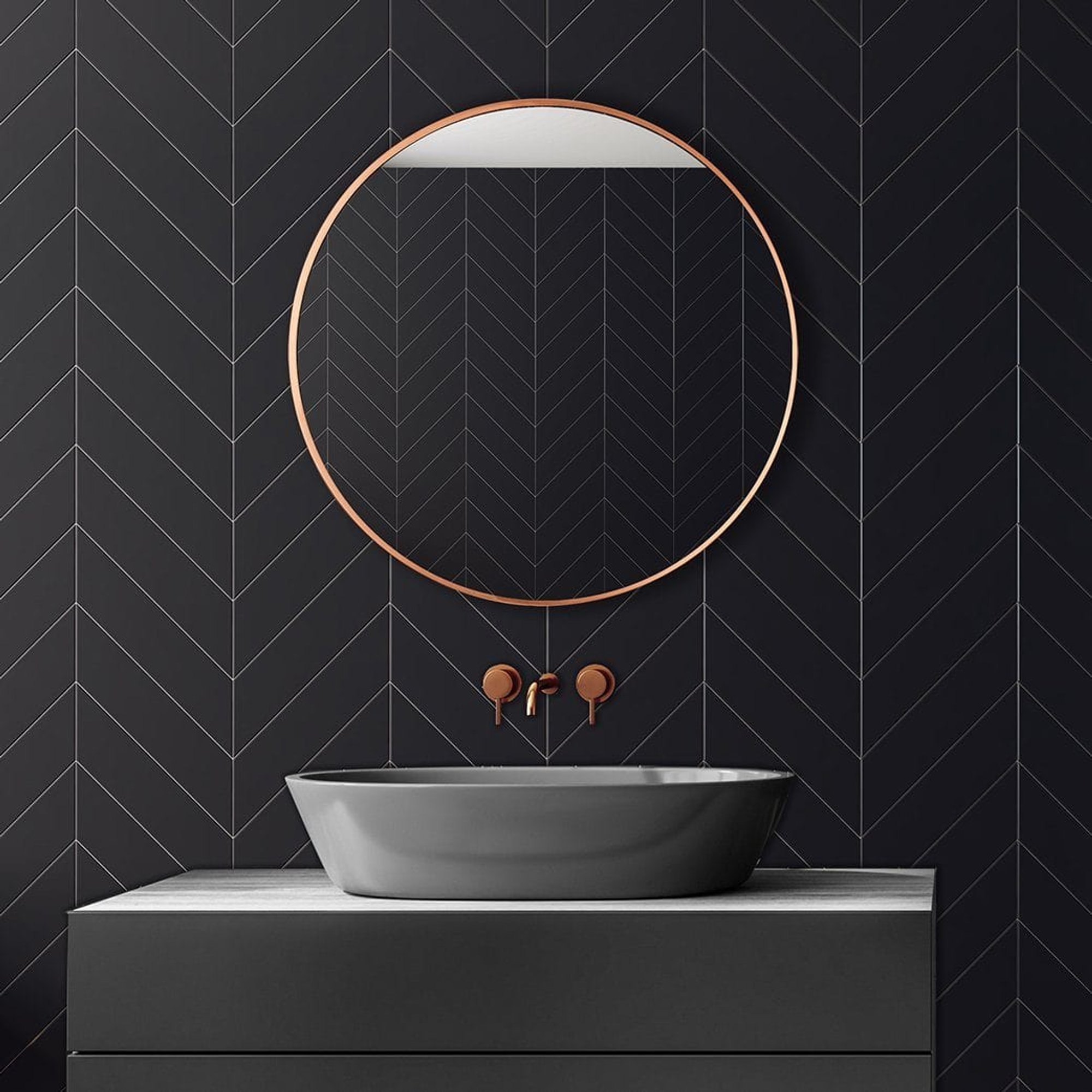 Copper Frame Urban Round Wall Mirror in 24 Inch, Product code is UR-R-WM24-C