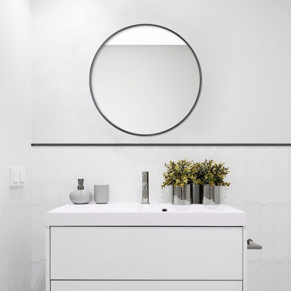 Pewter Frame Urban Round Wall Mirror in 24 Inch, Product code is UR-R-WM24-P
