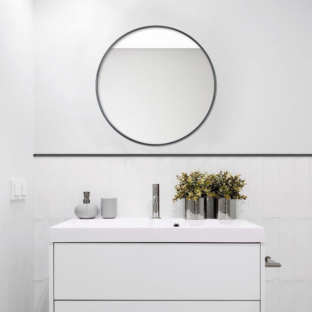 Pewter Frame Urban Round Wall Mirror in 24 Inch, Product code is UR-R-WM24-P