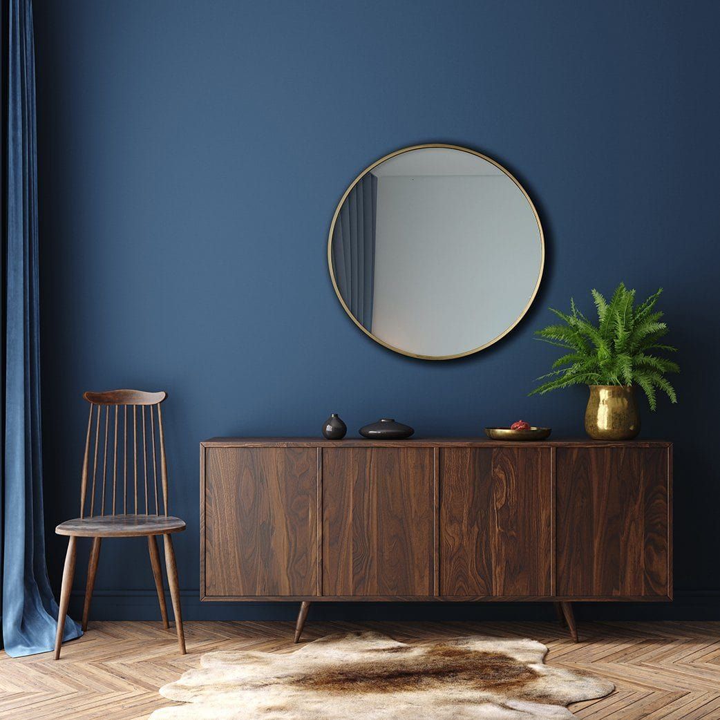 Urban Round Wall Mirror - 31 Inch - Brass Frame Industville UR-R-WM31-B