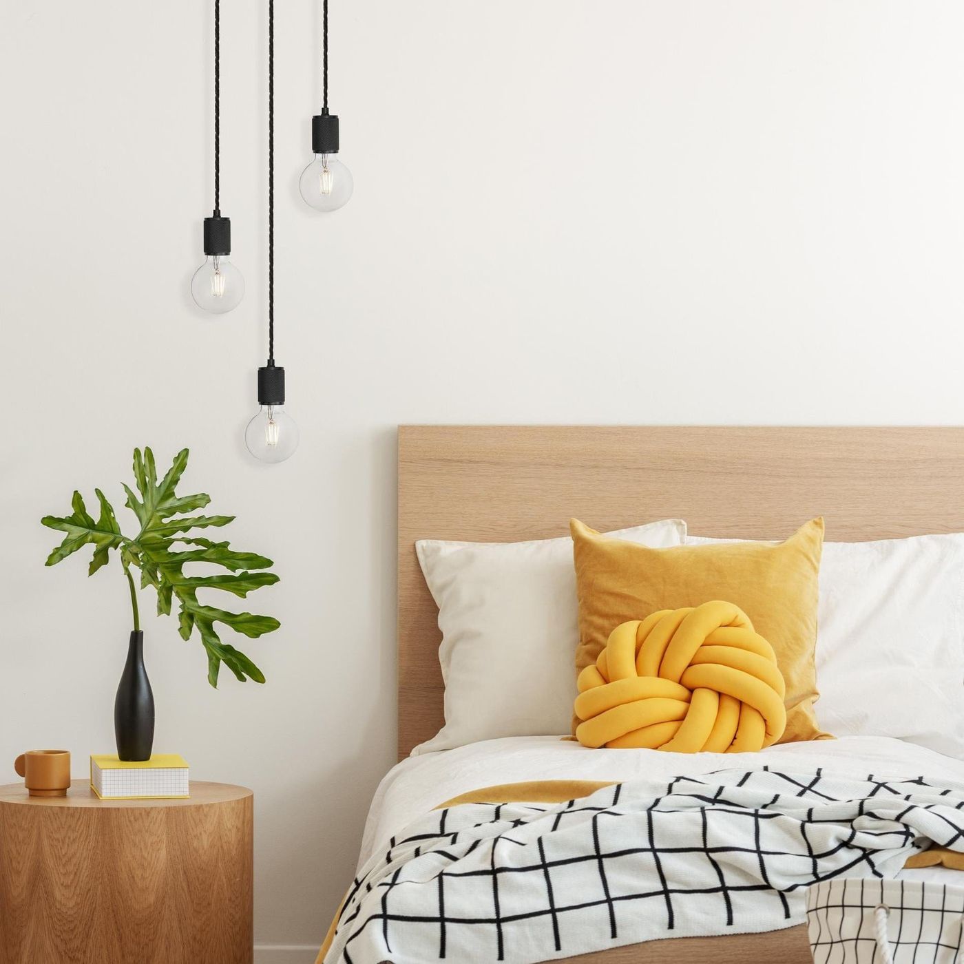 Black Knurled Edison Pendant Light - 1 Wire - Industville KN-E1WP-BK