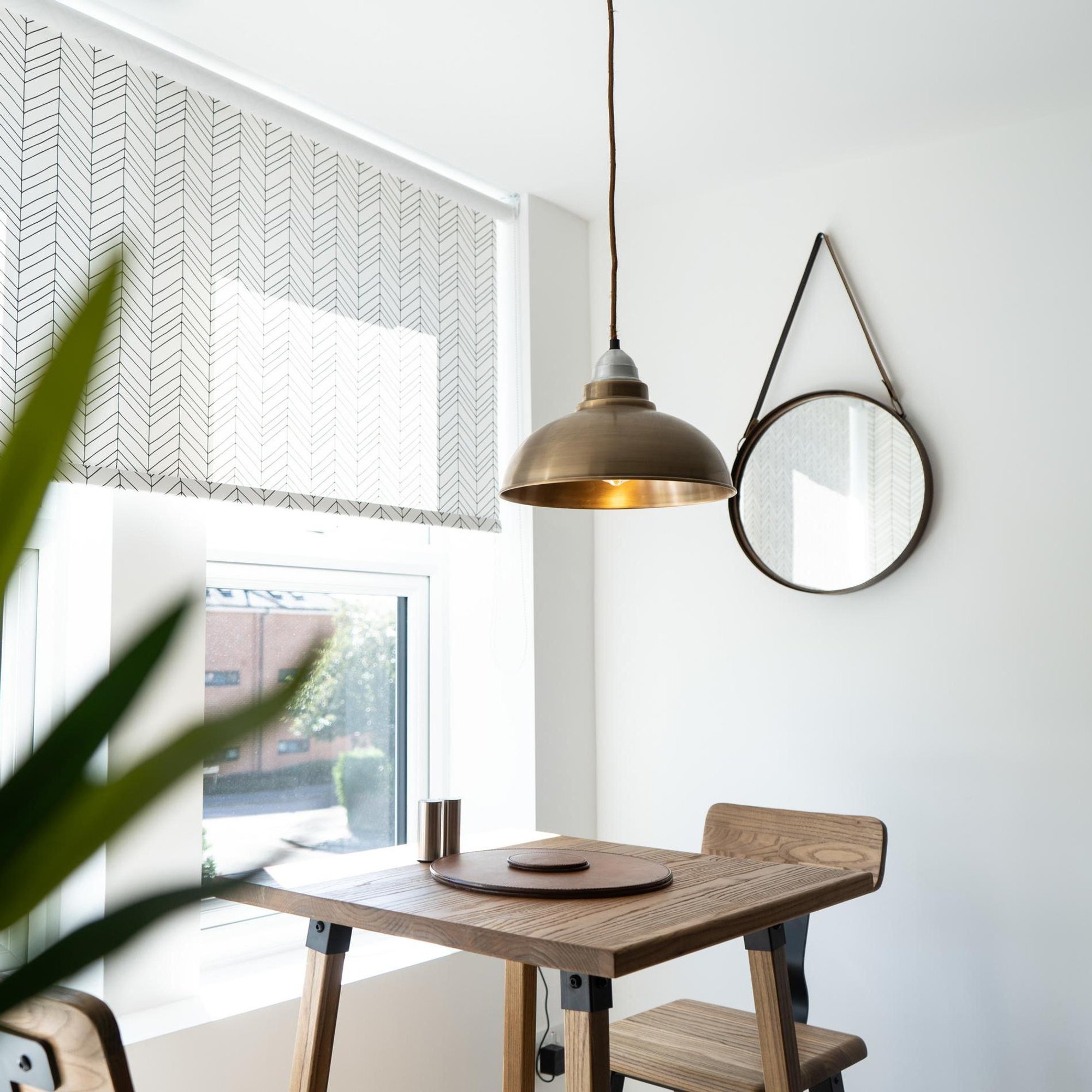 Brass with Pewter Holder Old Factory Pendant - 12 inch - Industville OF-P12-B-LPH