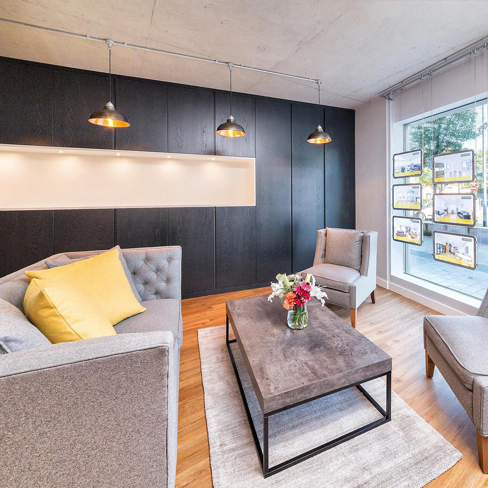 Pewter & Copper with Pewter Holder Old Factory Pendant - 12 inch - Industville OF-P12-CP-LPH