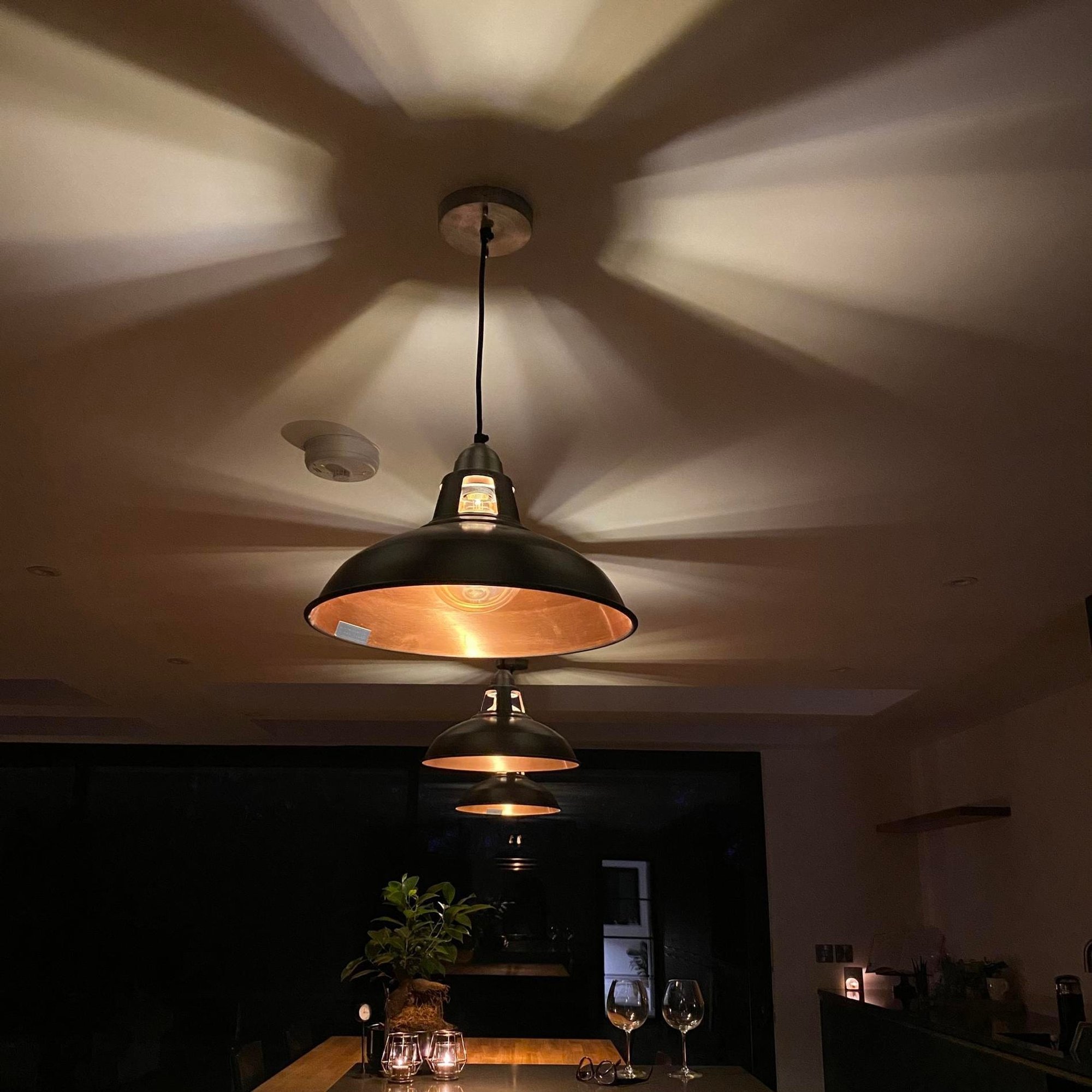 Pewter and Copper Old Factory Slotted Pendant - 15 Inch - Industville OF-SLP15-CP-LPH