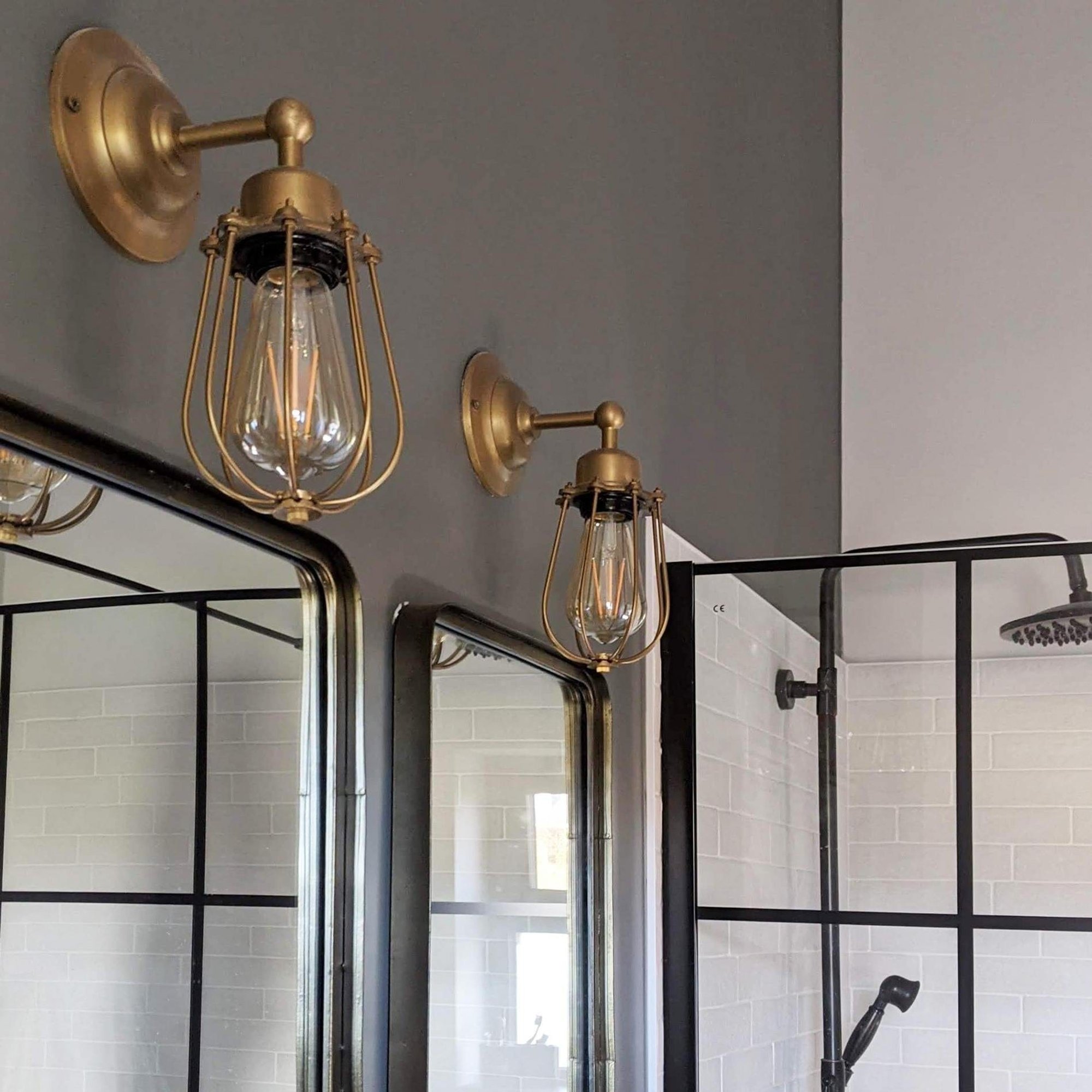 Brass Orlando Wire Cage Wall Light - 4 Inch - Industville OR-WCWL4-B