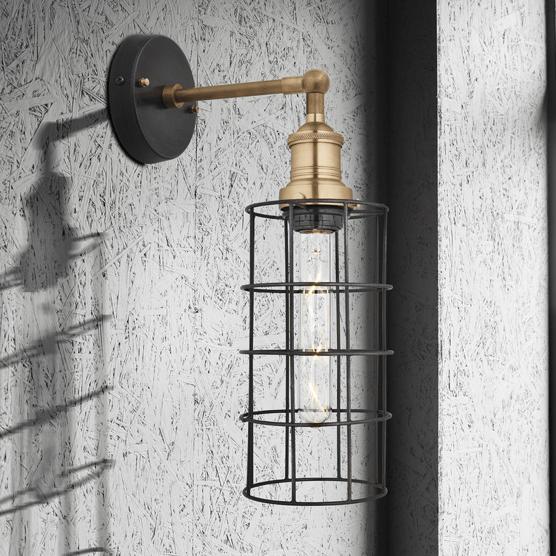 Brooklyn Wire Cage Wall Light - 5 Inch - Pewter - Cylinder Industville