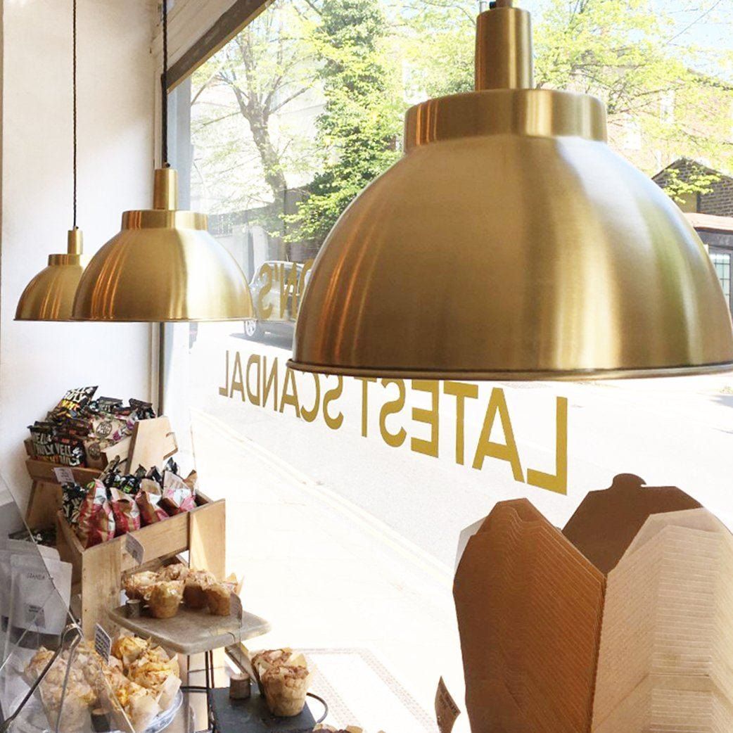Brass Sleek Dome Pendant in 13 Inch with Brass Holder - Product Code SL-DP13-B-BH