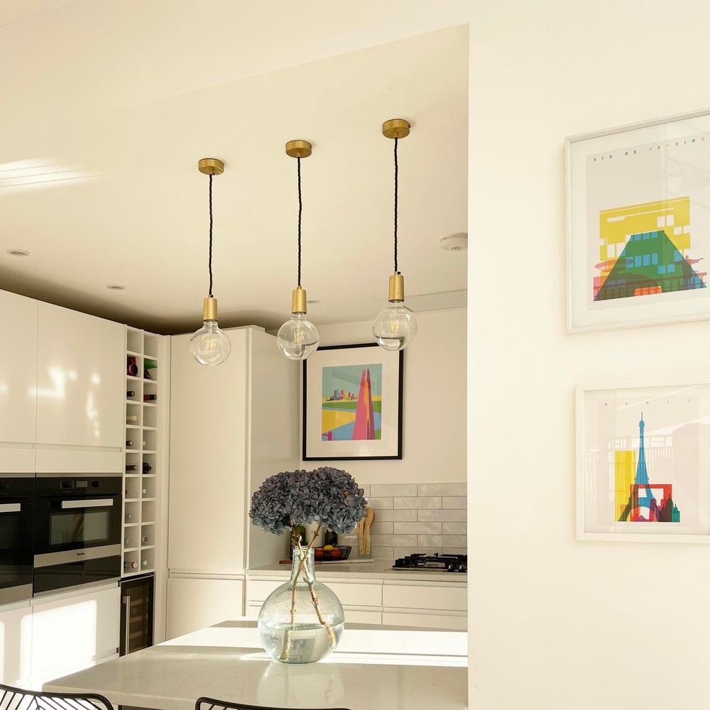 Brass Sleek Edison Pendant Light with Bulb, Product Code is SL-E1WP-B