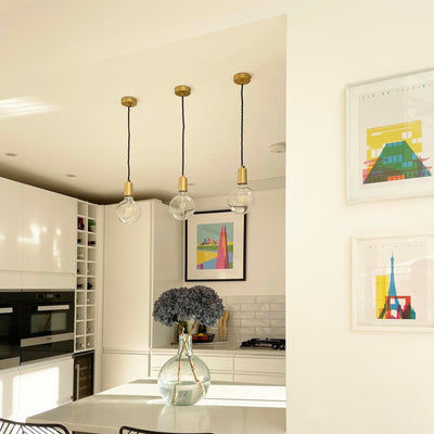Brass Sleek Edison Pendant Light with Bulb, Product Code is SL-E1WP-B