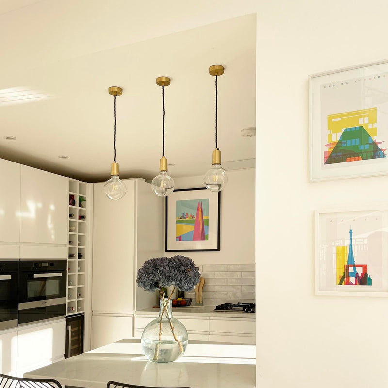 Brass Sleek Edison Pendant Light with Bulb, Product Code is SL-E1WP-B