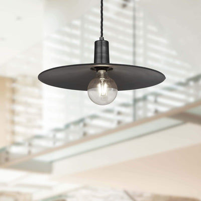 Pewter Sleek Flat Pendant in 15 Inch - Pewter Holder, Product code is SL-FP15-P-PH