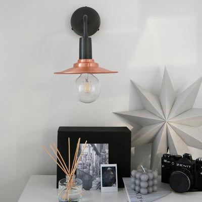 Copper Sleek Flat Wall Light in 8 Inch with Pewter Holder, Product Code is SL-FWL8-C-PH