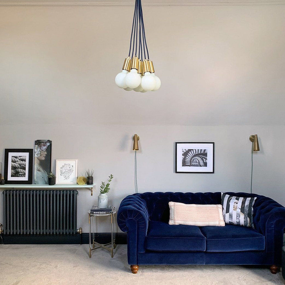 Sleek Large Edison Pendant Light in 1 wire Brass Finish and Opal Bulbs lifestyle image