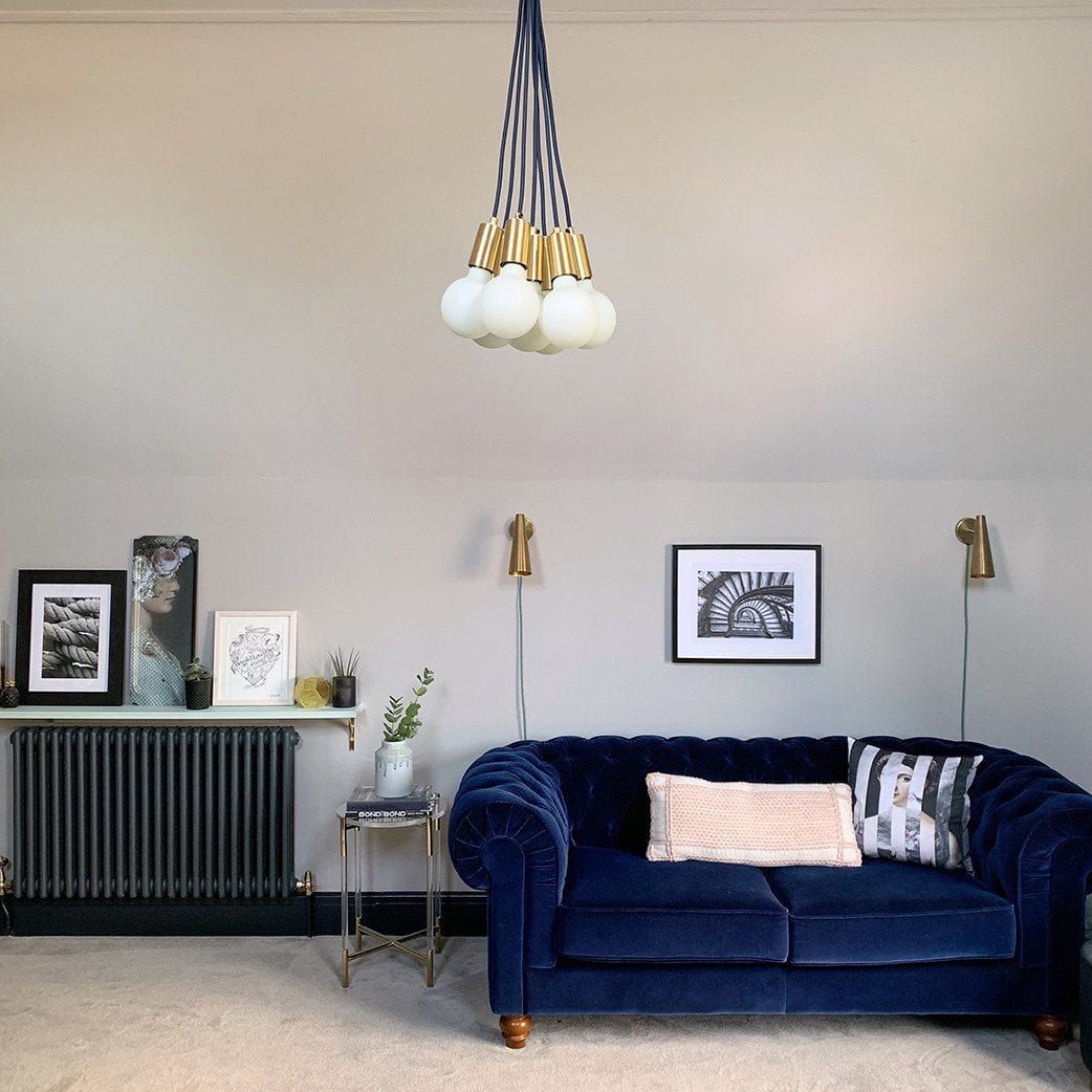 Sleek Large Edison Pendant Light in 1 wire Brass Finish and Opal Bulbs lifestyle image