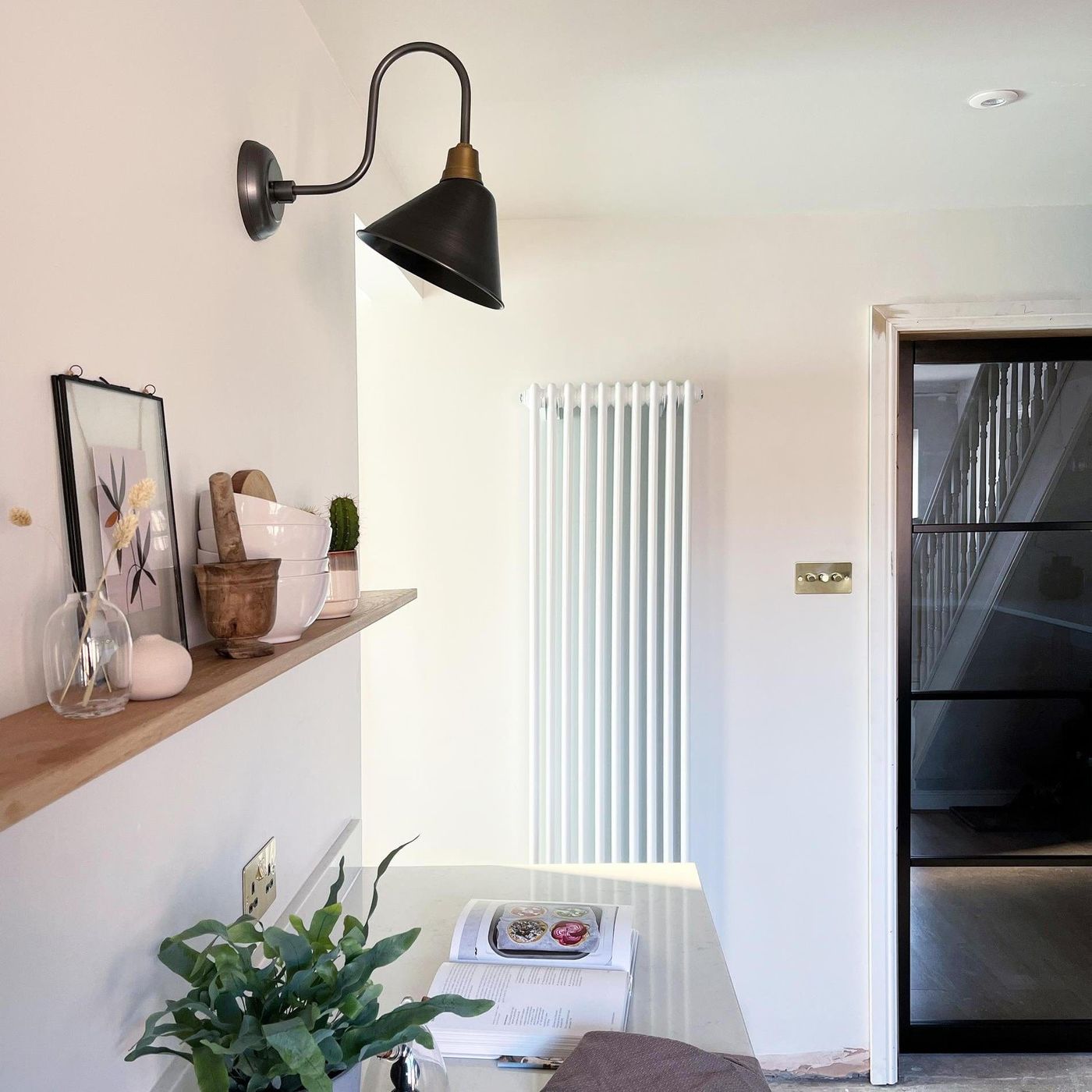 Pewter Swan Neck Cone Wall Light in 8 Inch with Pewter Holder, Product Code is SN-CWL8-P