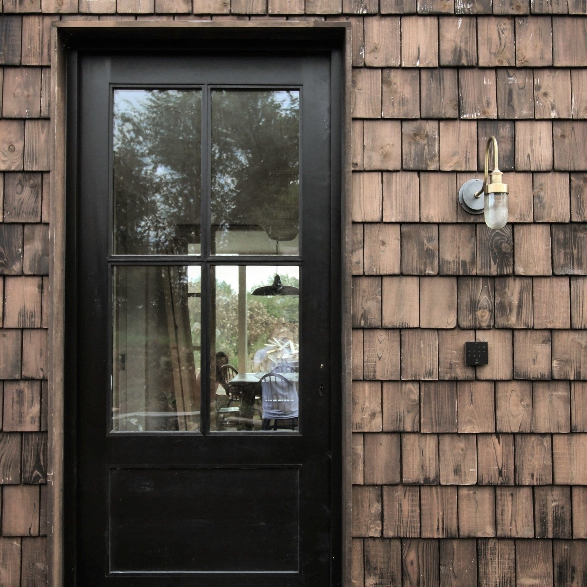 Brass Swan Neck Outdoor and Bathroom Wall Light with Tube Glass, Product Code is SN-IP65-WL-B