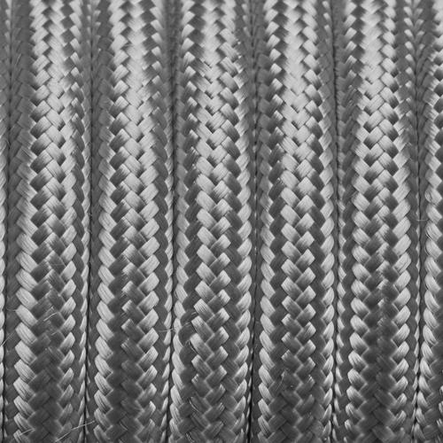 Silver Round Fabric Flex - 3 Core Braided Cloth Cable Lighting Wire Industville FL-R-S