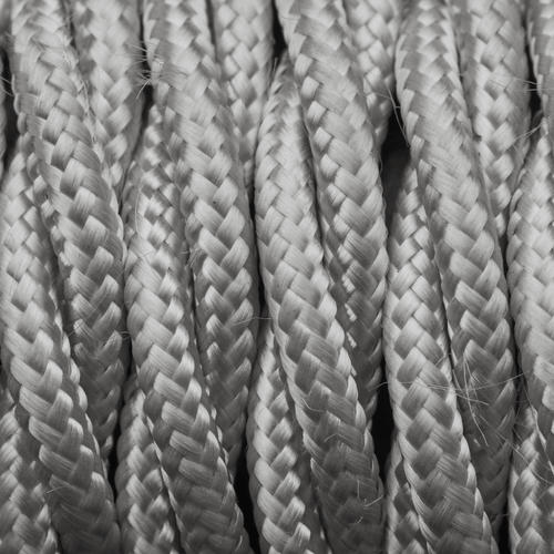 Silver Twisted Fabric Flex - 3 Core Braided Cloth Cable Lighting Wire Industville FL-T-S